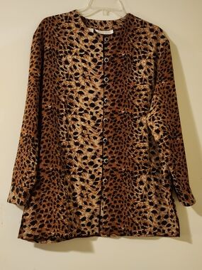 Vintage Che Studio Leopard-Print Y2K Button Tunic in Brown & Black 12